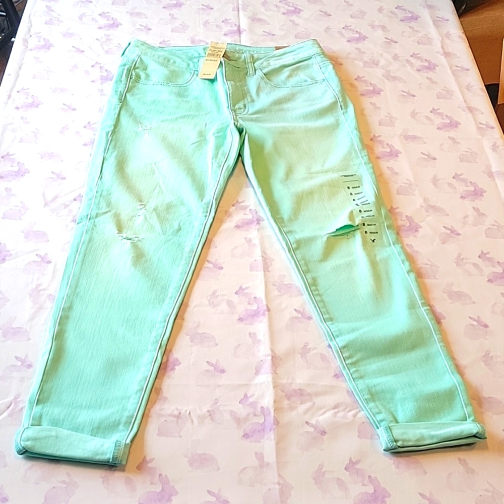 American Eagle, 8 Regular, Mid-rise Jegging Ankle Jeans, Mint